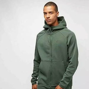 Nike Men's Sportswear Tech Fleece Full Zip Green Hoodie 928483-370 Size Large